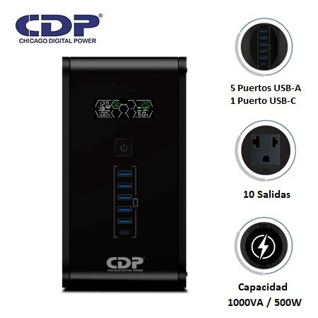 UPS Interactivo CDP R-SMART1010I – 1000VA / 500W