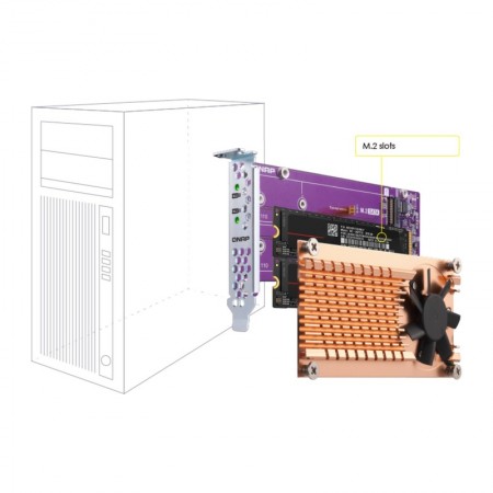QNAP QM2-2S-220A-Tarjeta de Expansion PCIe para 2 SSD M.2 SATA