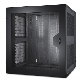 AR100HD, NetShelter Wx, de 13 U, con riel para montaje vertical con perforación roscada y puerta delantera perforada, negro